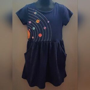 2/$14 - Girl's Casual Dress With Solar System Graphic And Pockets